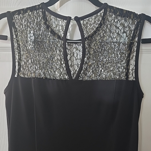 Eva Varro Black With Gold Midi Stretch Dress Women's Size‎ Medium - Picture 3 of 5